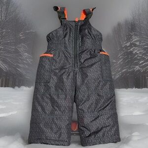 Carter’s Grey With Orange Trim Snow Bib Overalls Adjustable Unisex 12 Months